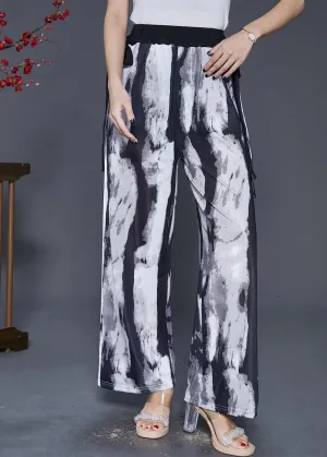 Black Tie Dye Chiffon Straight Pants Trousers Draping Fall ML0360