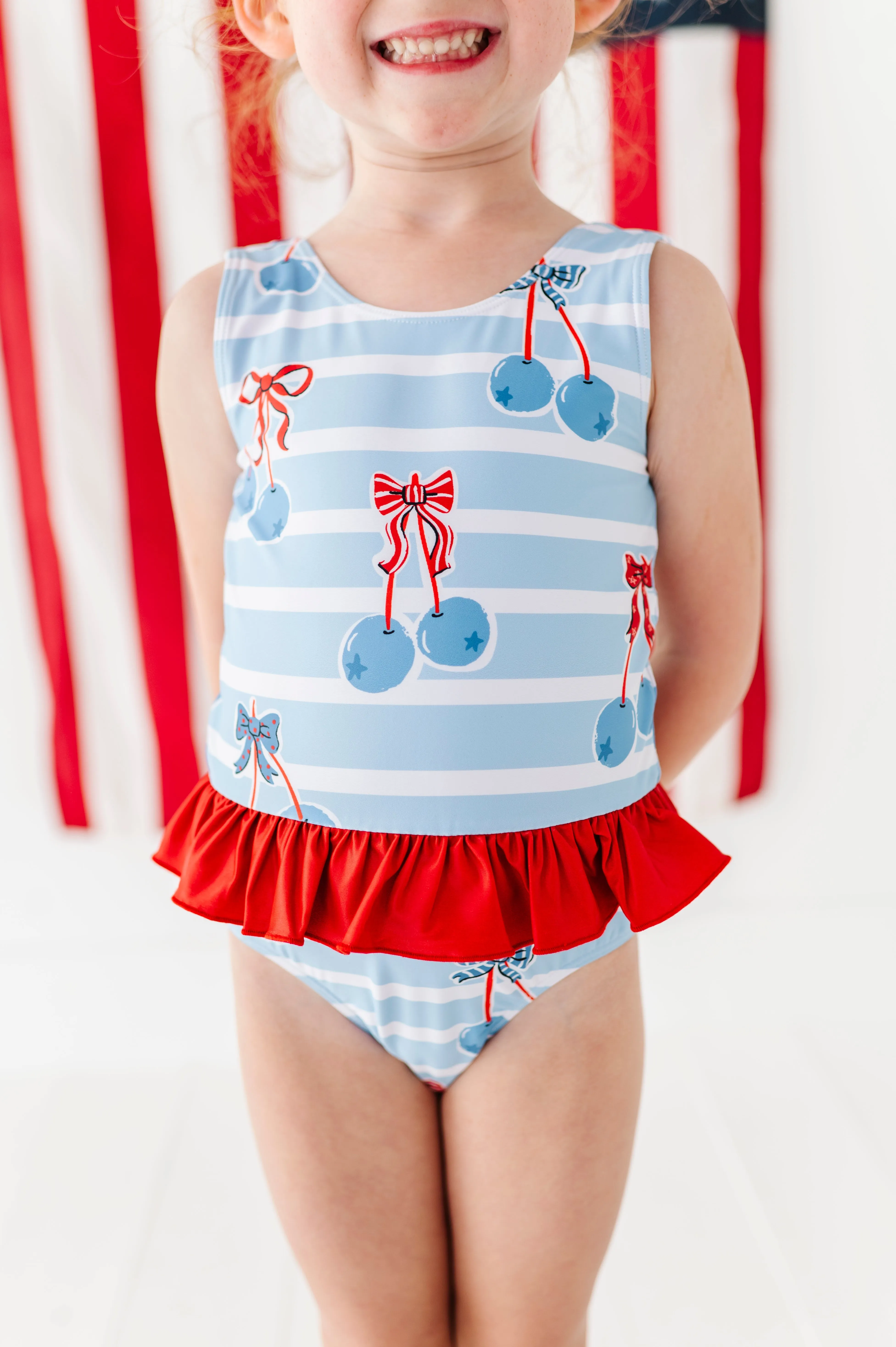 Blue-Cherries | SKIRTED ONE-PIECE