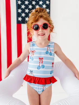Blue-Cherries | SKIRTED ONE-PIECE