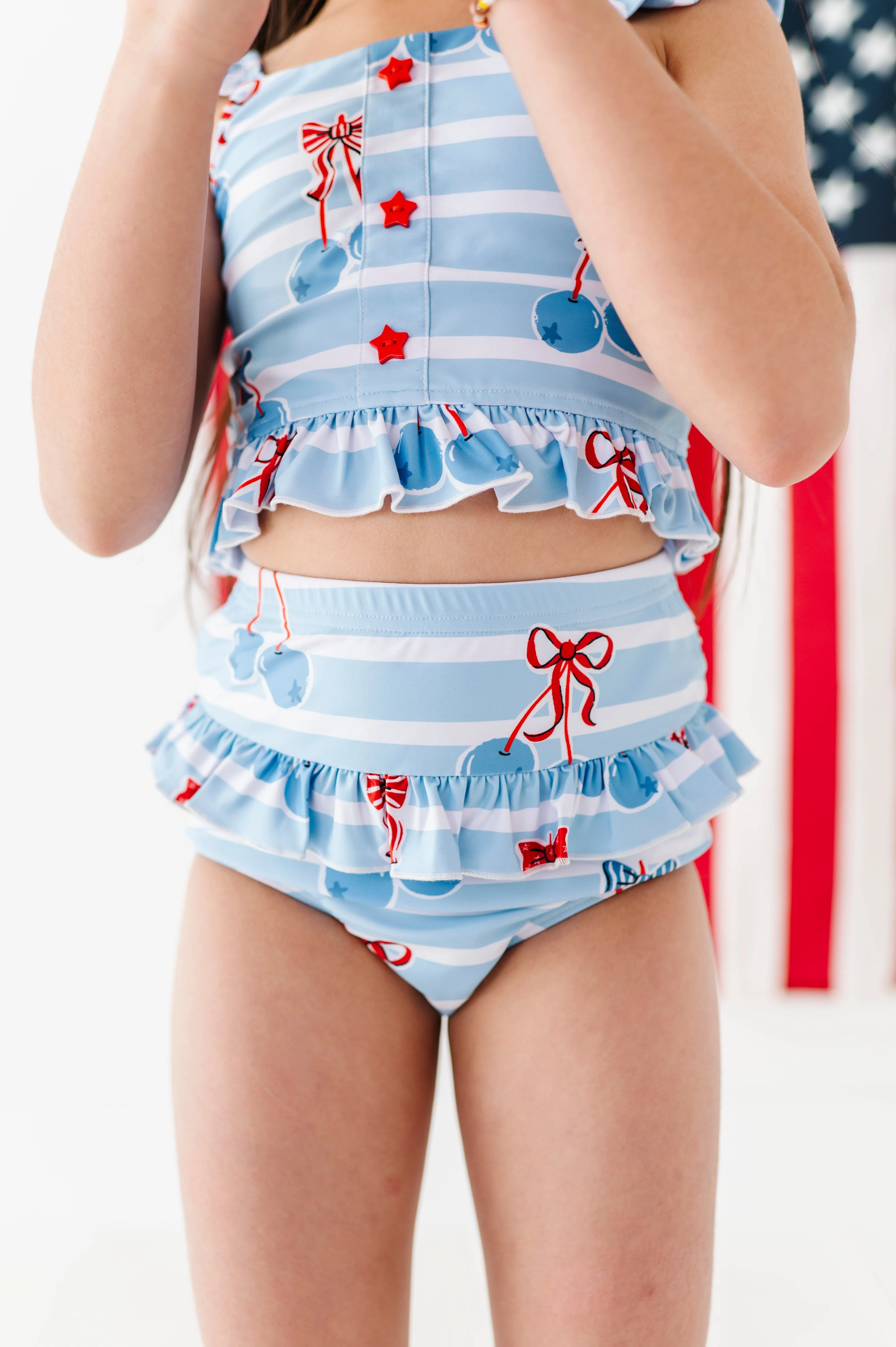 Blue-Cherries | Star Button TWO-PIECE