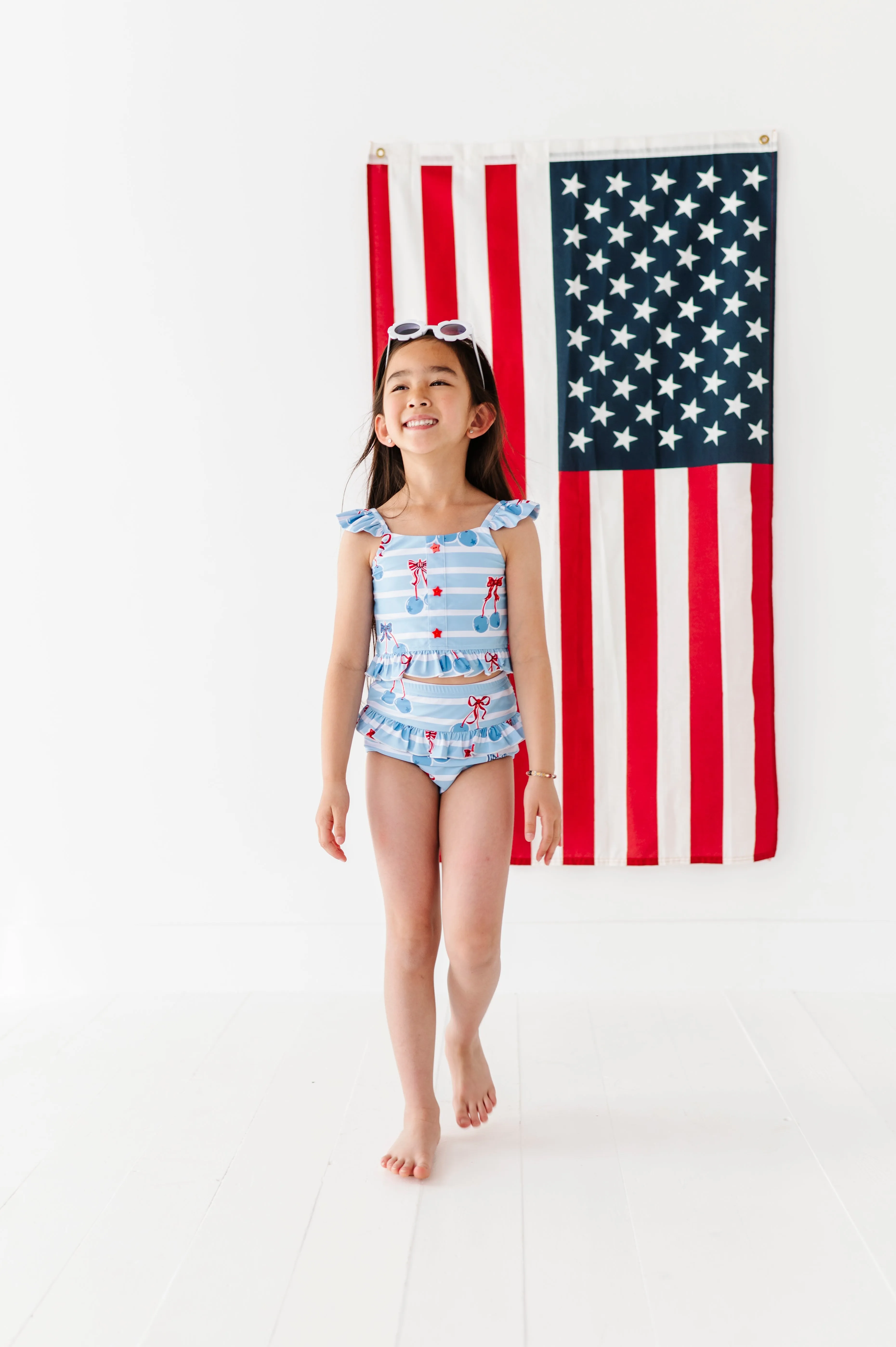 Blue-Cherries | Star Button TWO-PIECE