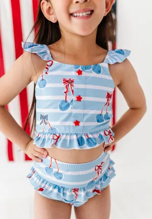 Blue-Cherries | Star Button TWO-PIECE