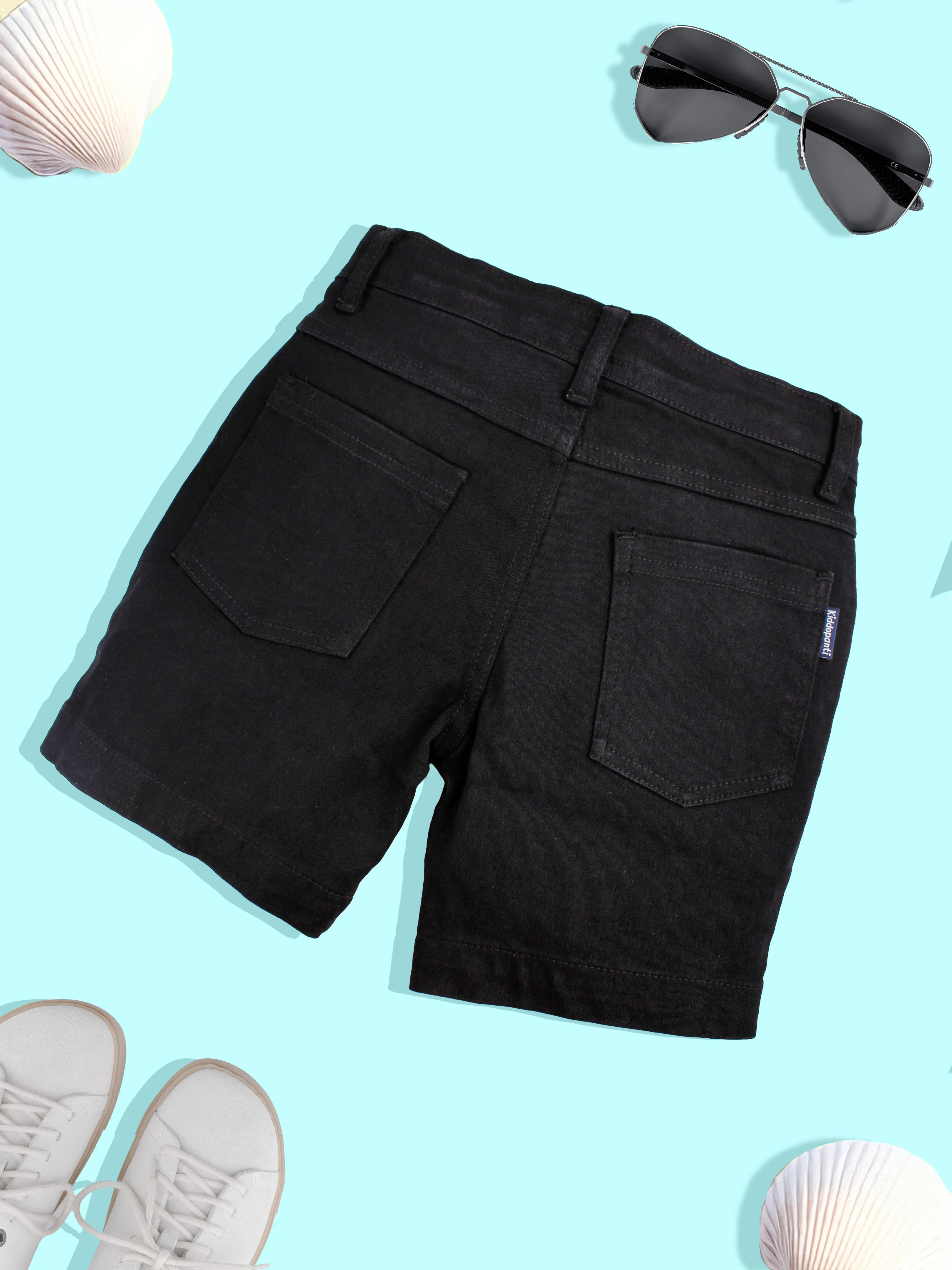Boys Solid Denim Shorts