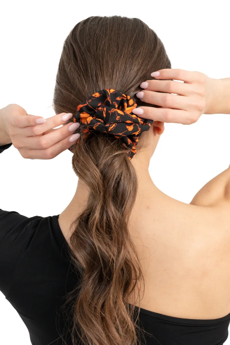 Bronze Orange Floral Scrunchie
