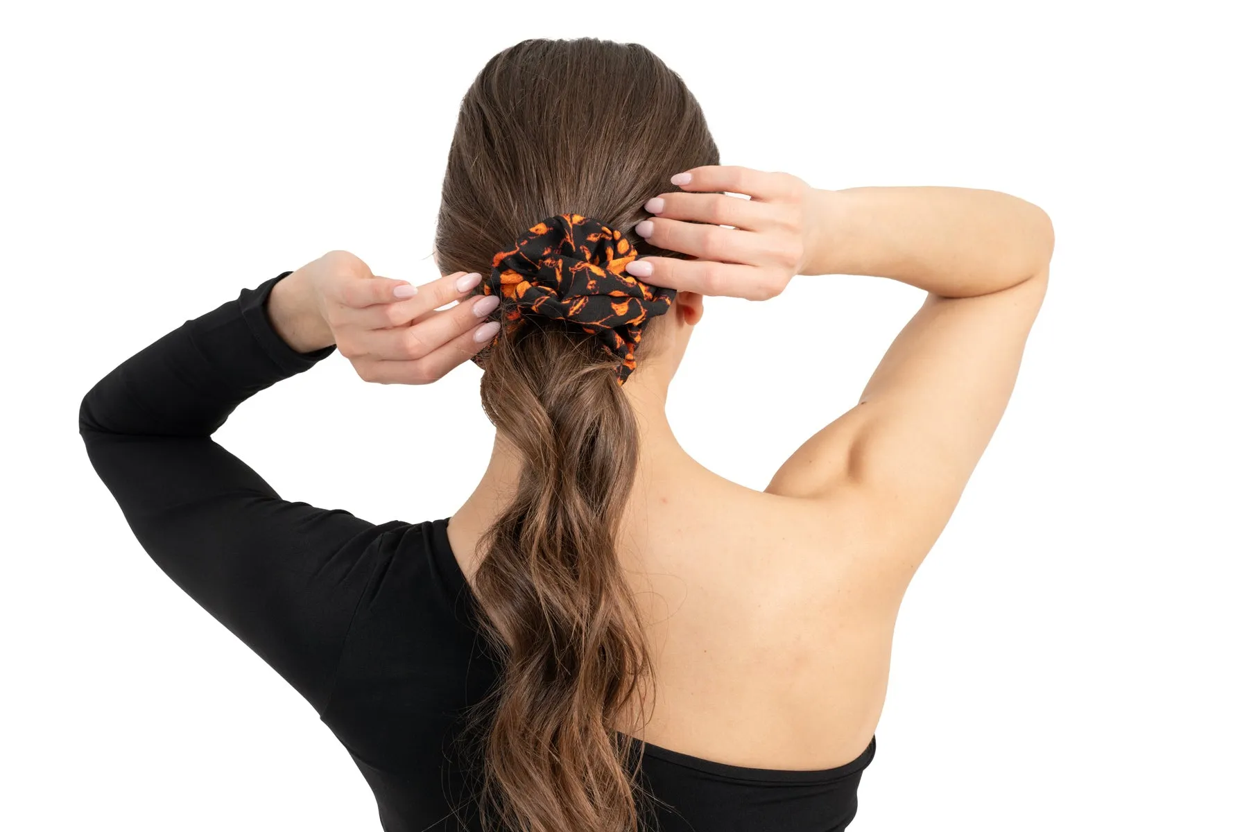 Bronze Orange Floral Scrunchie