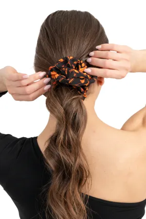 Bronze Orange Floral Scrunchie
