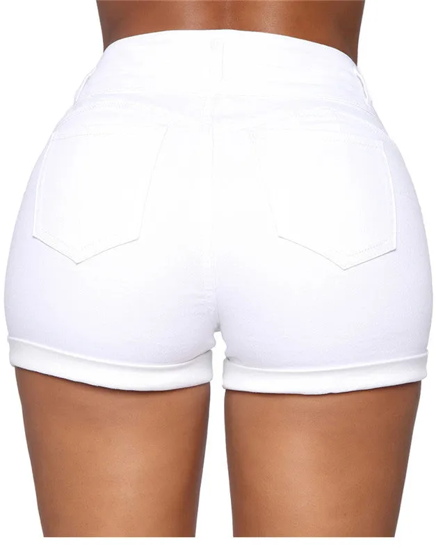 Casual Women's Fit Slim High Waist Stretchy Denim Shorts