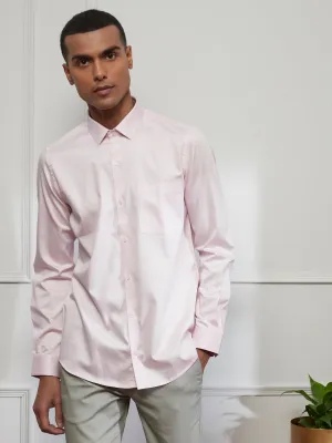 Cotton Light Pink Plain Slim Fit Full Sleeve Ceremonial Shirt