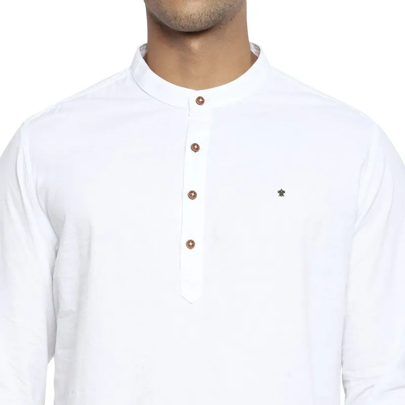 Cotton Linen White Solid Slim Fit Casual Shirt