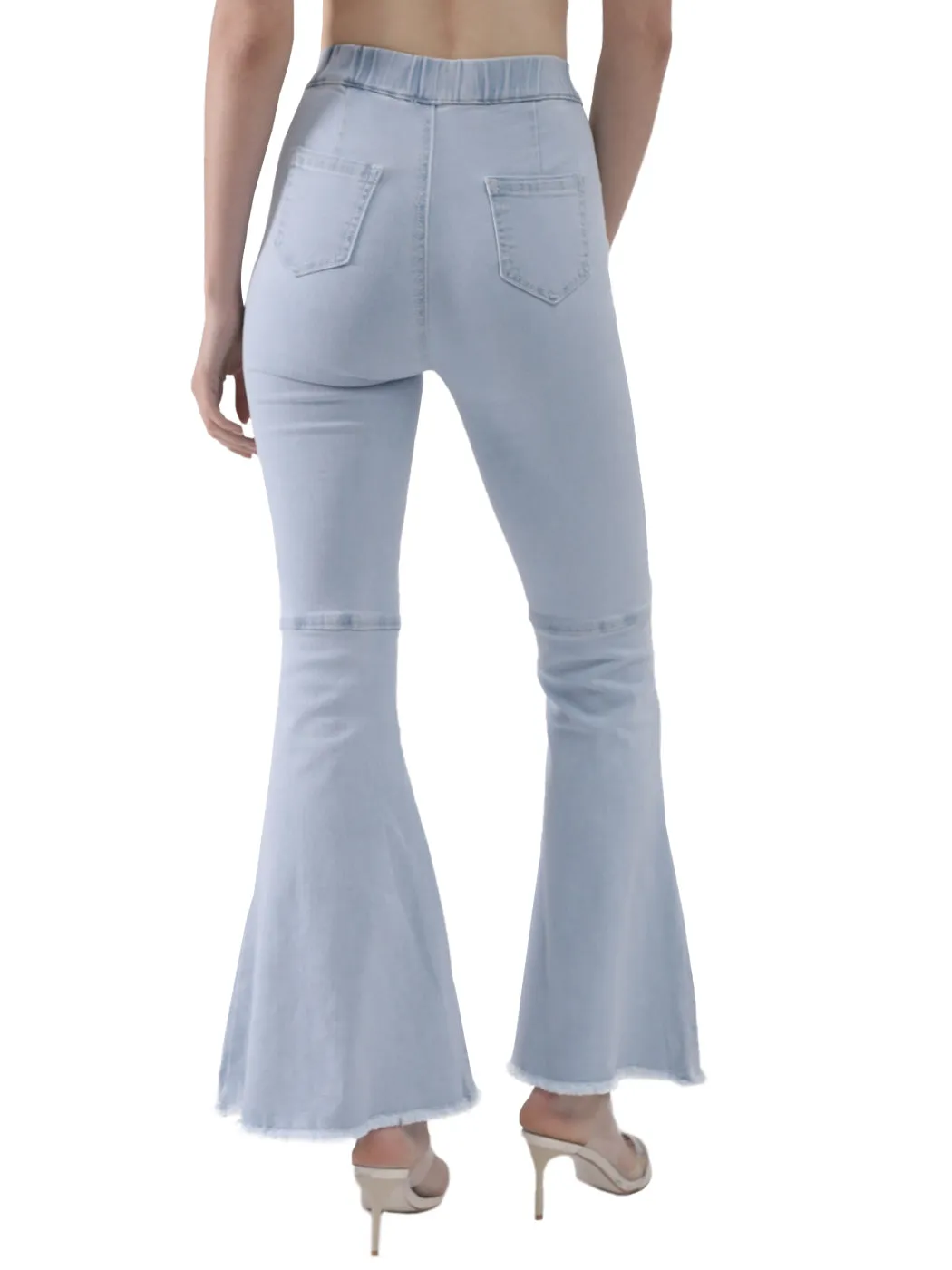 Elastic Waist Flared Denim Pants