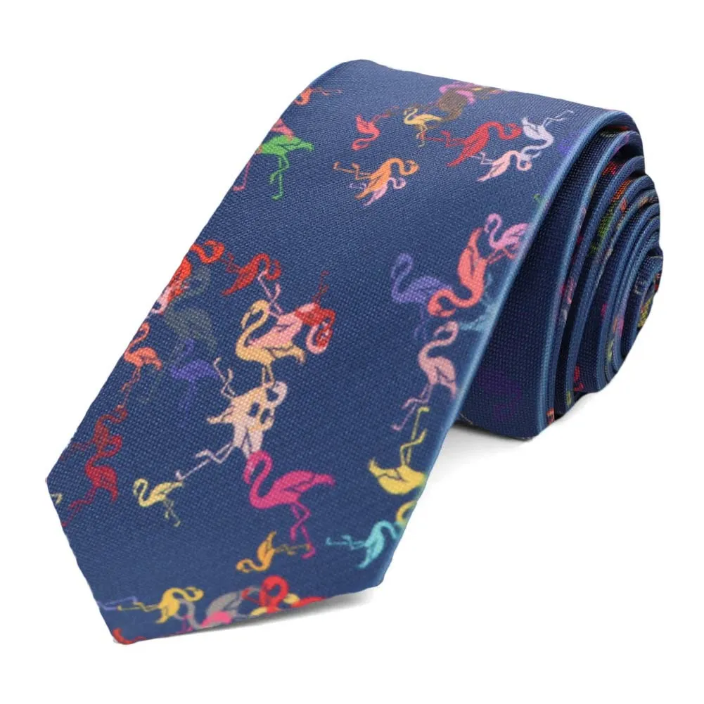 Funky Flamingo Slim Necktie, 2.5" Width