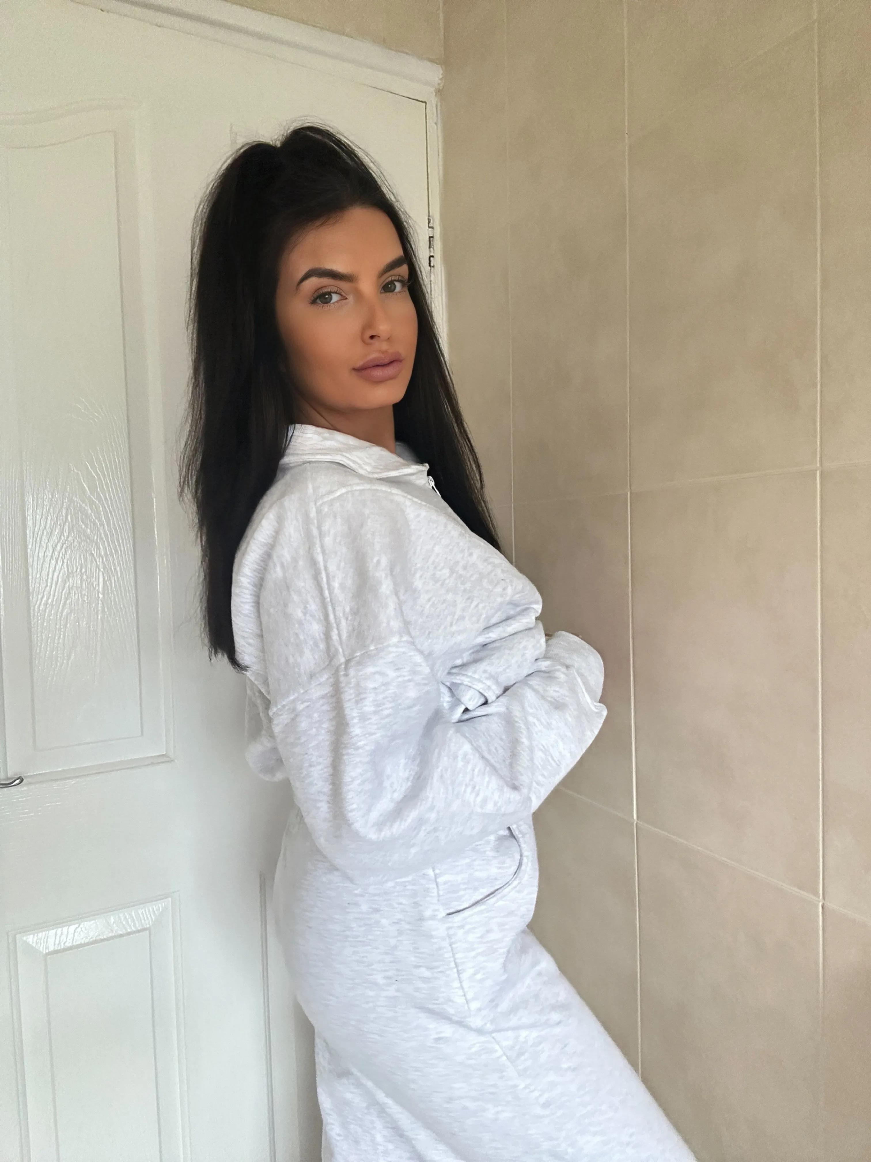 GREY HALF ZIP TOP & JOGGER FLEECE CO ORD