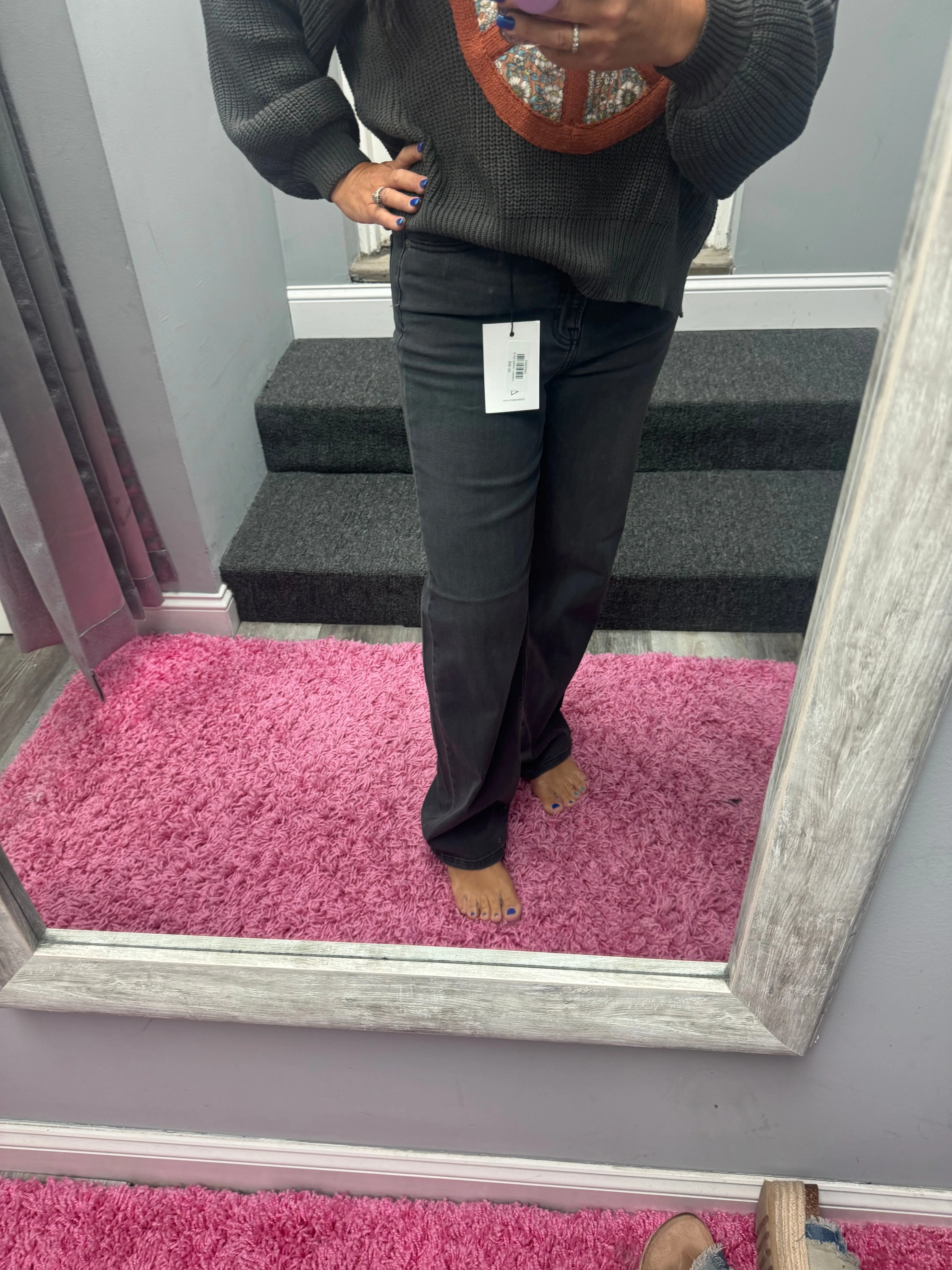 Hidden Logan Black High Rise 31in Inseam Dad Jean