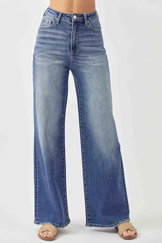 High Rise Wide Dark Jean