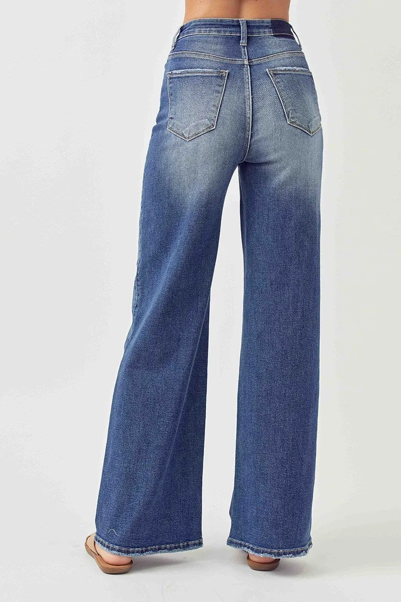 High Rise Wide Dark Jean