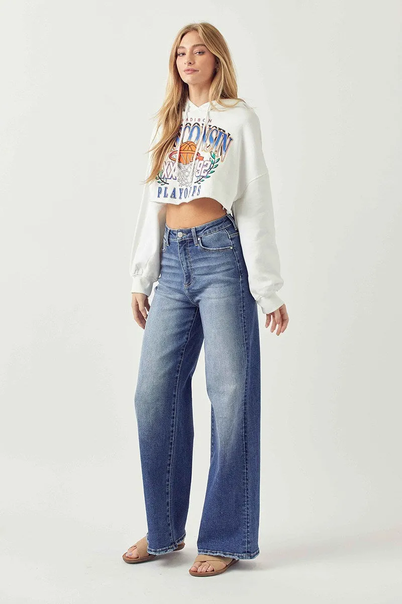High Rise Wide Dark Jean