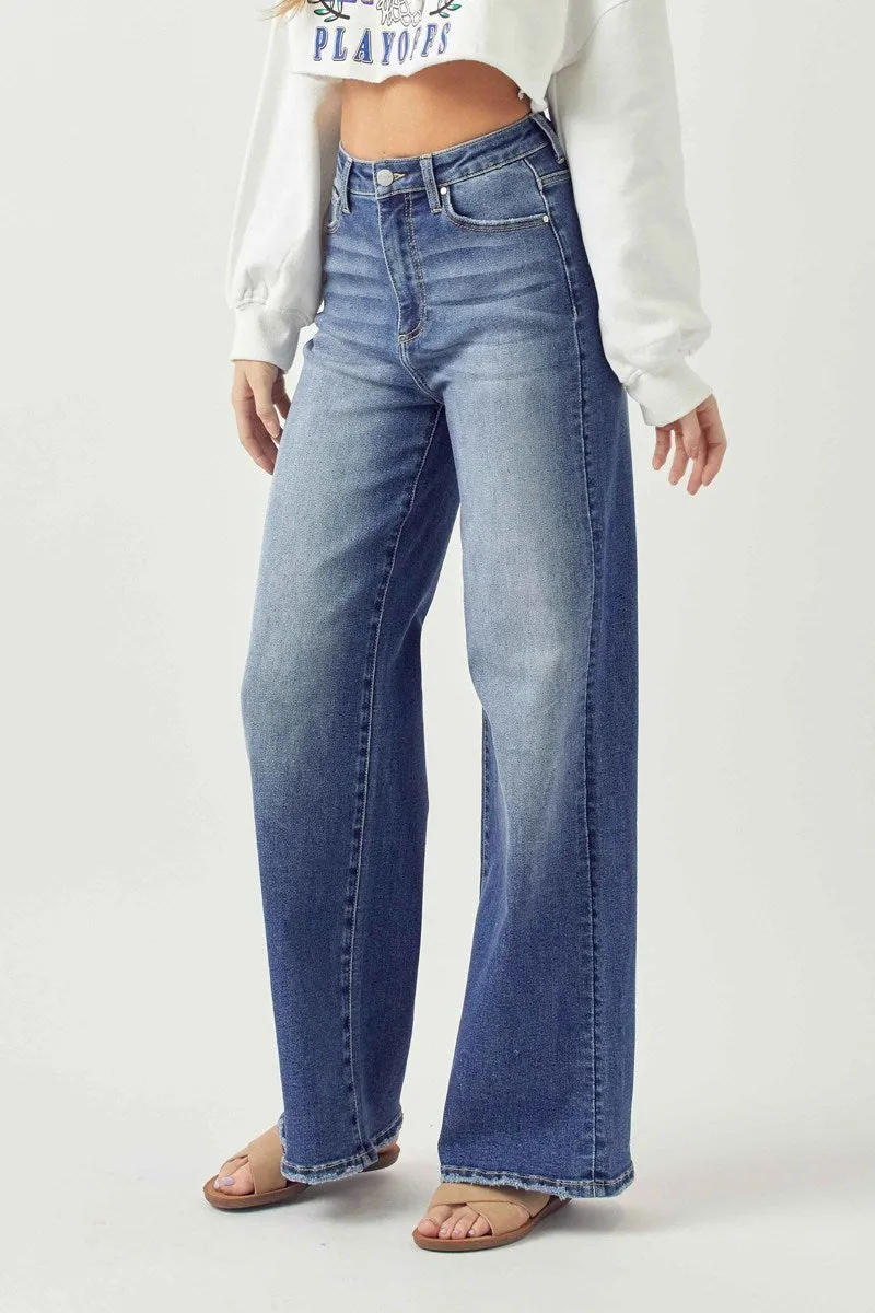 High Rise Wide Dark Jean