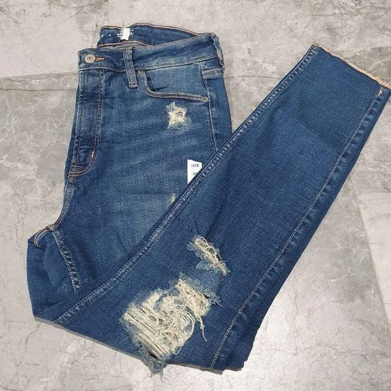 Ladies Extra High Waist Super Stretchy Super Skinny Strong Denim Jeans | Ripped | "Samina"