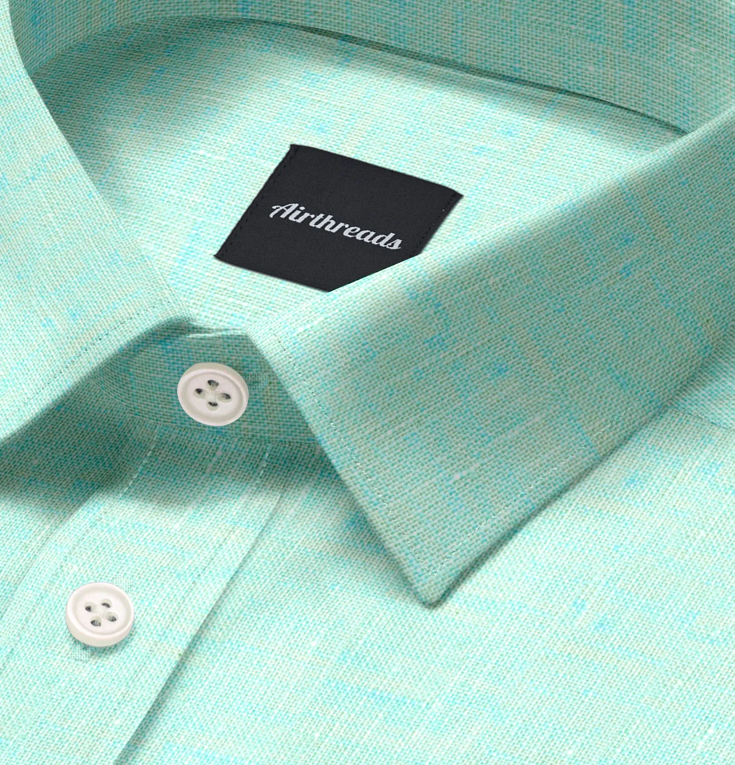 Long Sleeve Linen Shirt in Light Turquoise