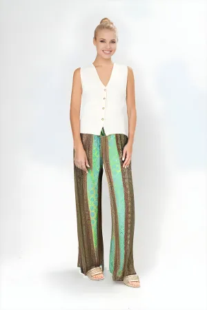 Malissa J Aqua Multi Patterned Palazzo Pants One Size