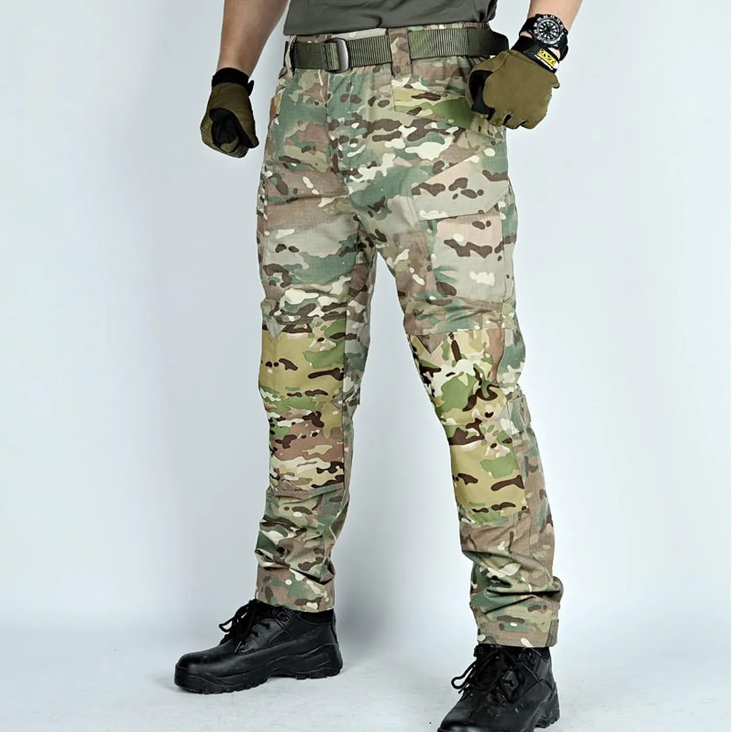 Men's Cargo Pants with Double-Layered Knees Heavy Duty Work Pants Water Resistant Relaxed Fit Hiking Pants
