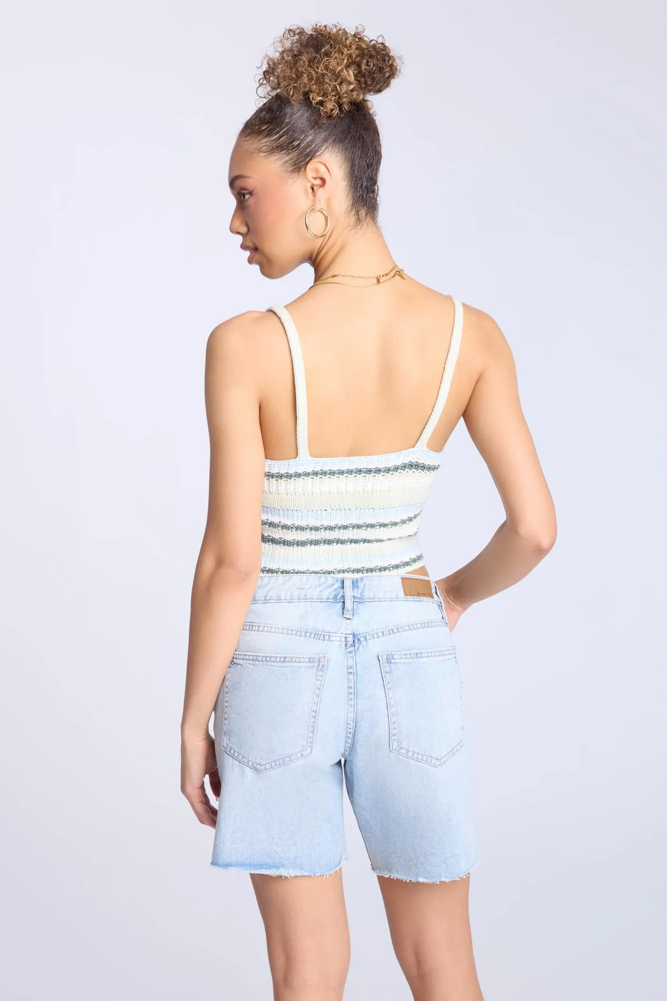 Mid Rise Denim Bermuda Shorts