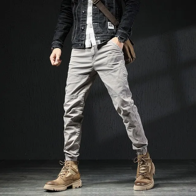 Military Tactical Cargo Pants Men Fashion Korean Streetwear Casual Stretch Cotton Slim Trousers