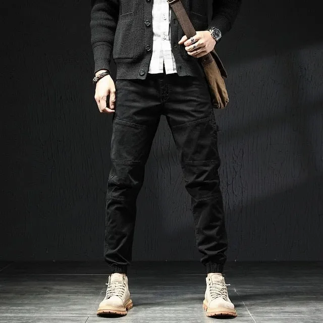 Military Tactical Cargo Pants Men Fashion Korean Streetwear Casual Stretch Cotton Slim Trousers