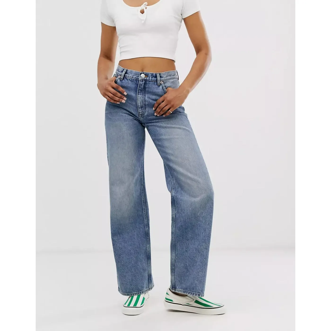 Monki Blue Wide Leg Jeans