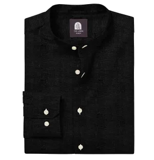 Pure Linen - Band Collar - Black