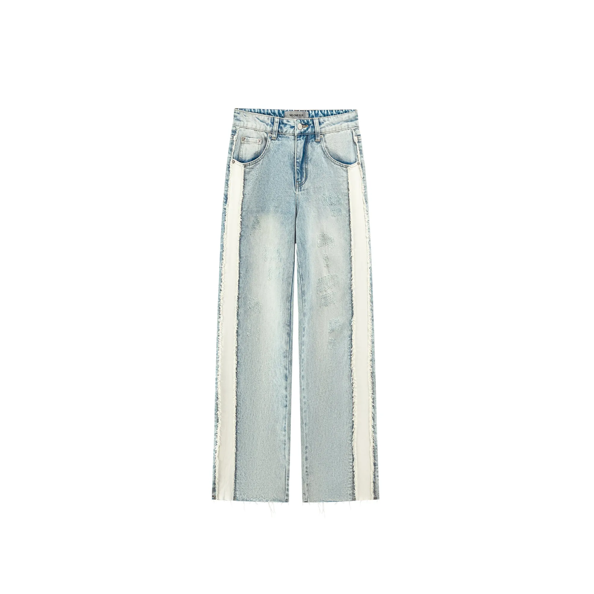 Raw Damaged Straight Wide Jeans