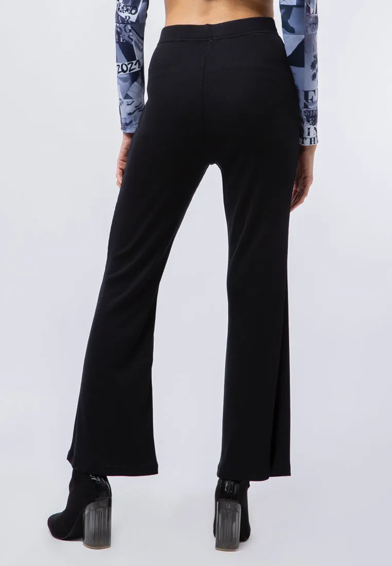 Ribbed Flare Trousers