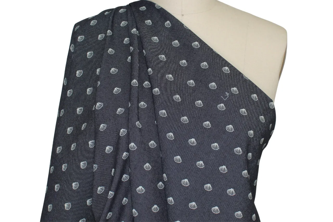 Scallop Shoals Printed Stretch Denim - Indigo/White