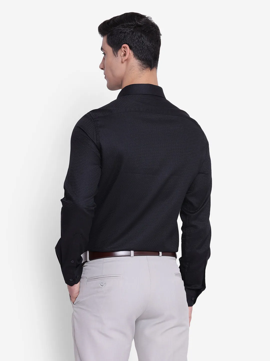 Solid Black Slim Fit Formal Shirt