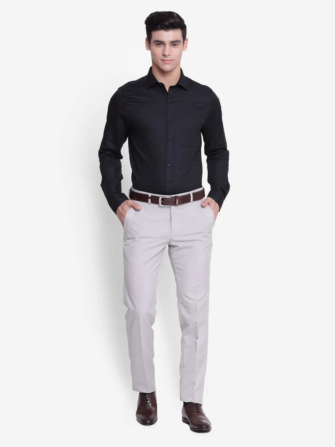 Solid Black Slim Fit Formal Shirt