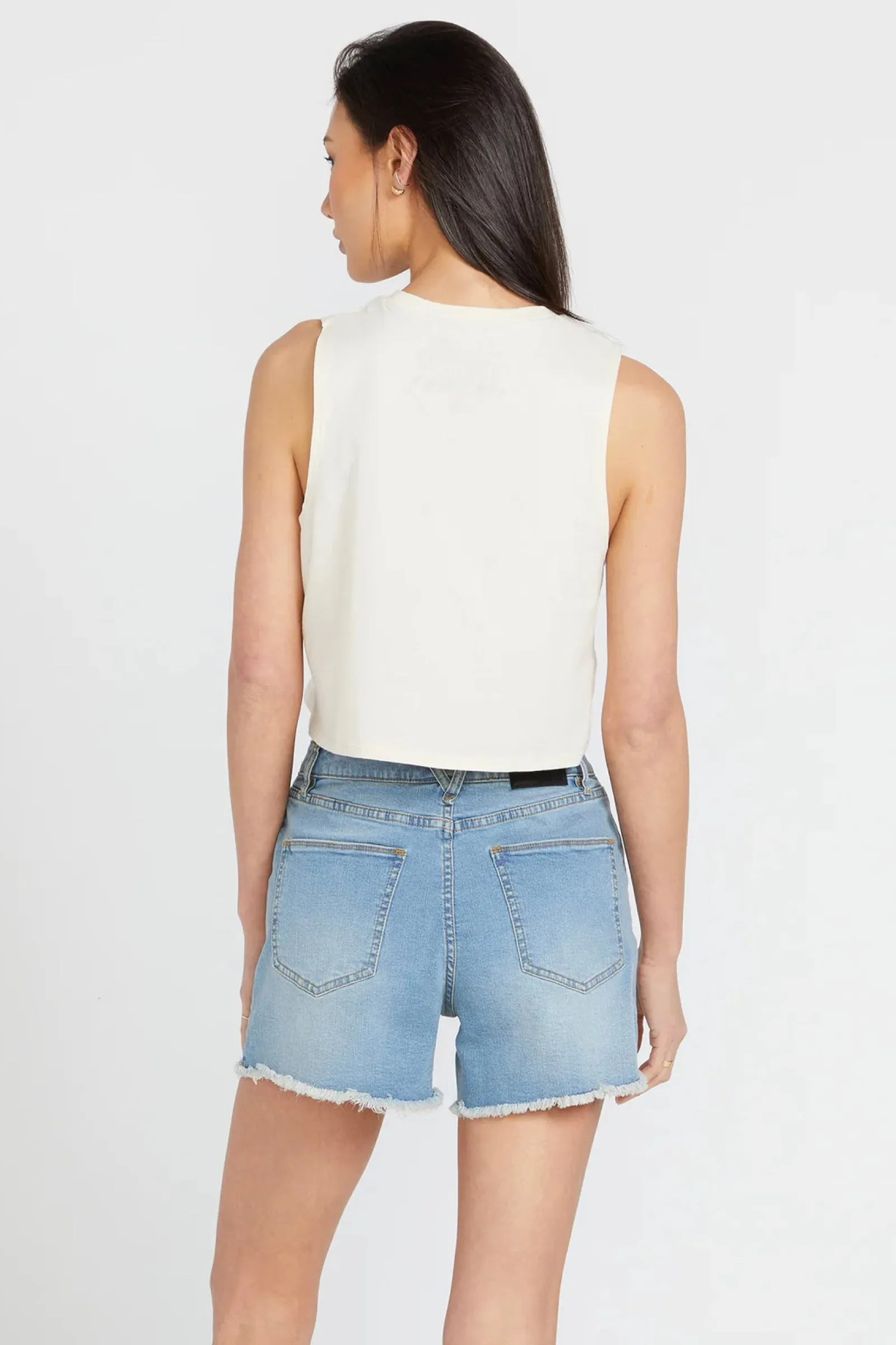 STONE STEP HIRISE DENIM SHORT - BLUE DRIFT