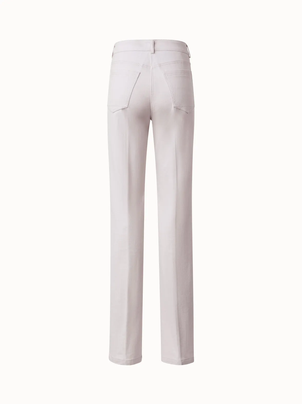Straight Cotton Denim Stretch Pants