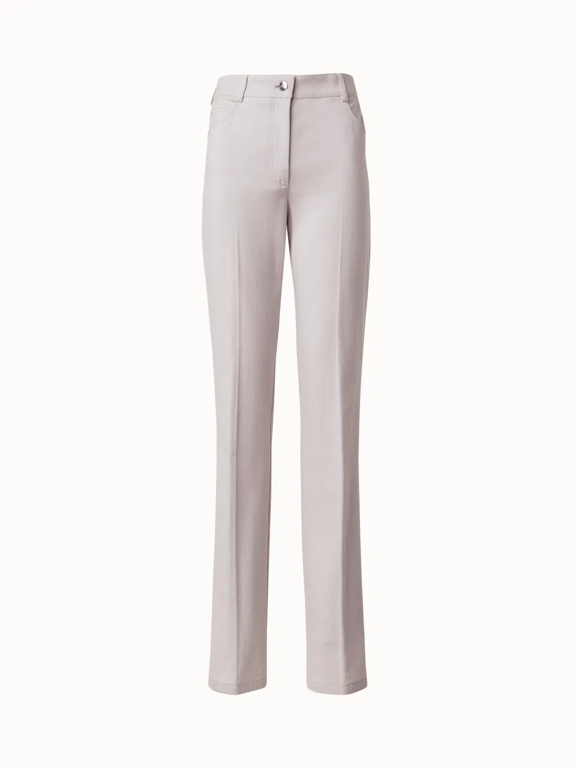 Straight Cotton Denim Stretch Pants
