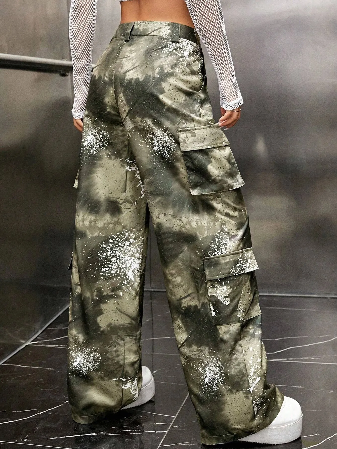 Tie Dye Flap Pocket Side Cargo Pants