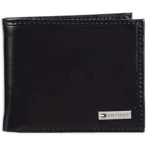Tommy Hilfiger 31TL22X053 Men's Leather Passcase Wallet Black Plaque