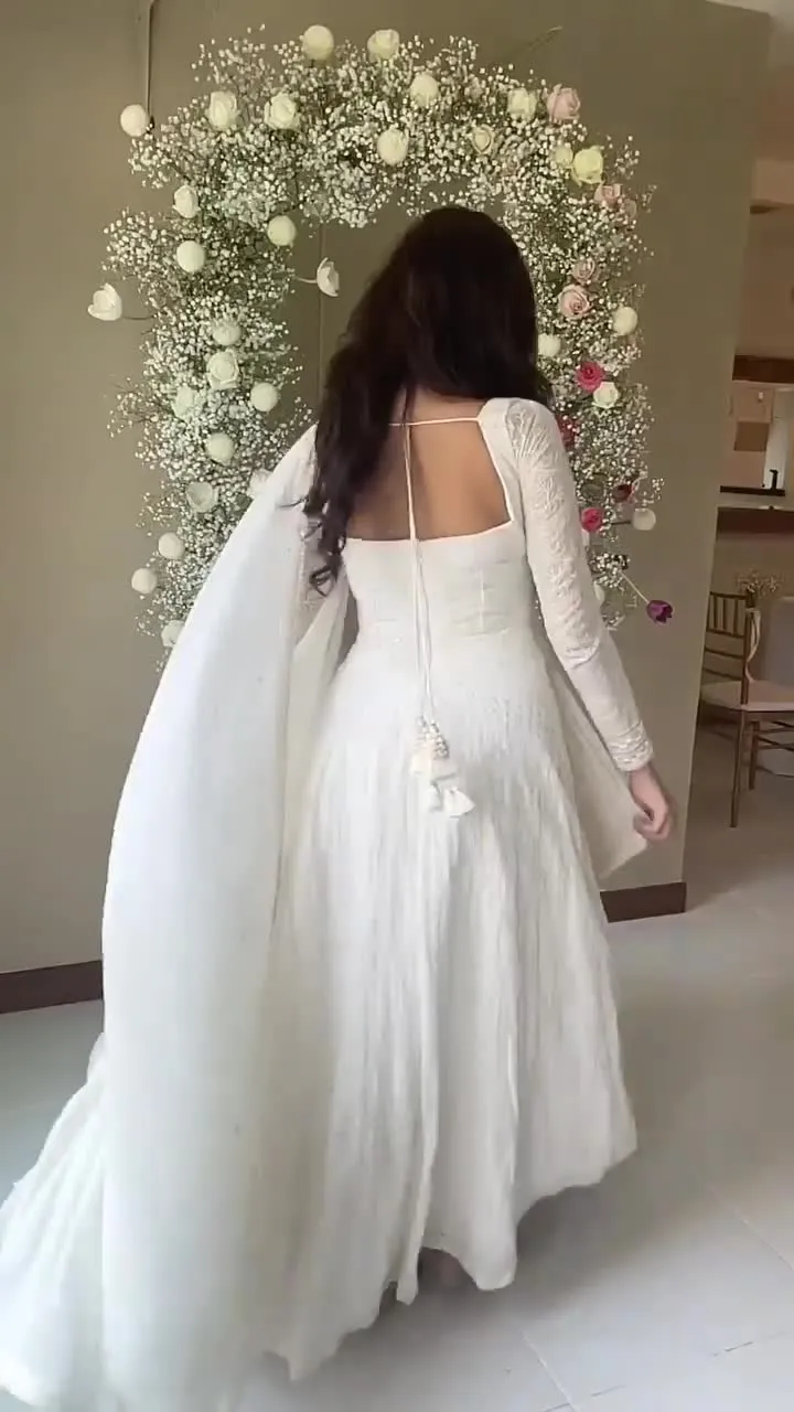 White Chikankari Kurta Palazzo Set With Embroidery Work and Dupatta