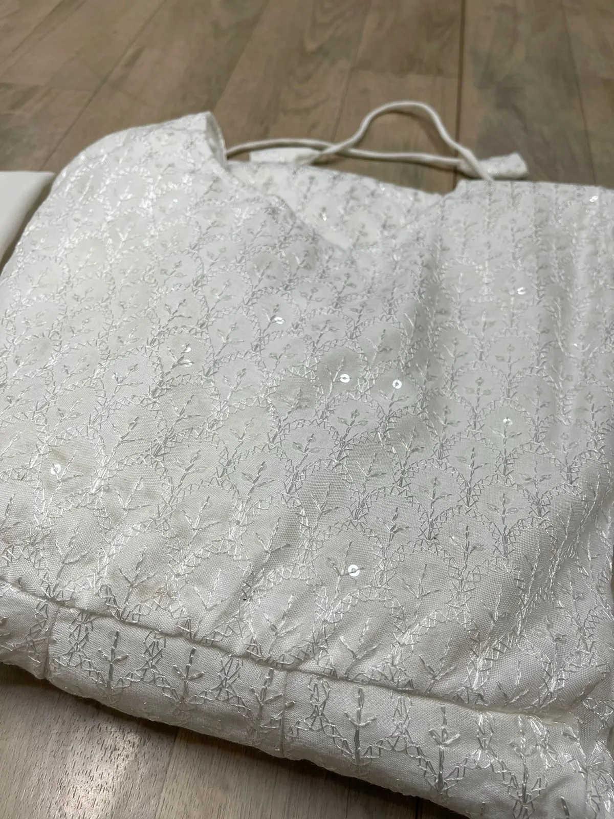 White Chikankari Kurta Palazzo Set With Embroidery Work and Dupatta